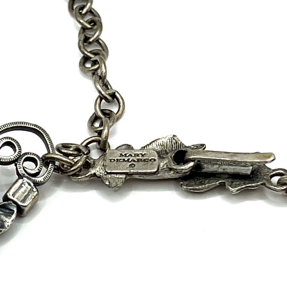 Mary DeMarco Necklace Bracelet Earrings Set Pink Silver Pewter Floral Butterfly - Picture 9 of 16